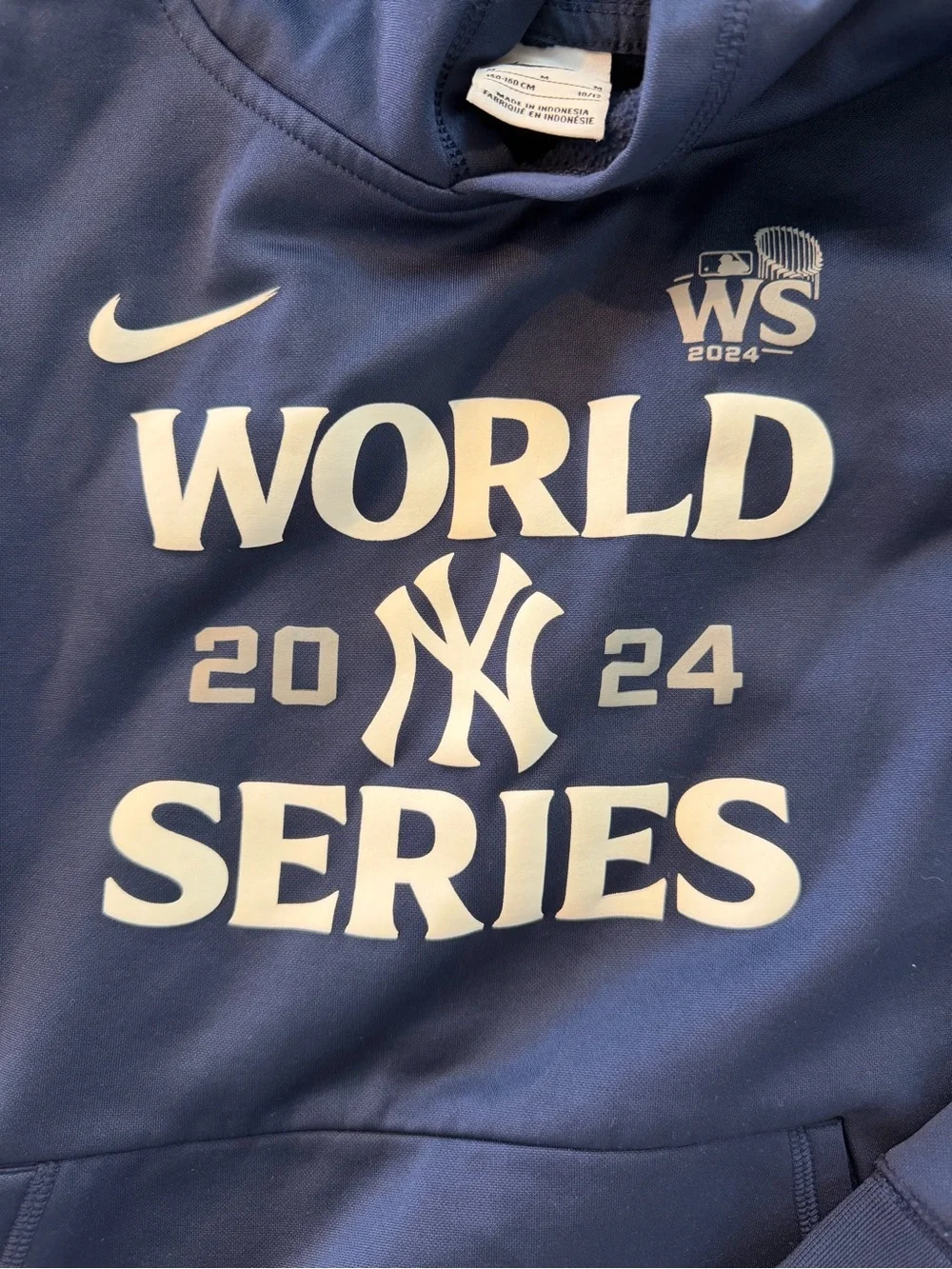 Nike Navy Blue World Series 2024 Kids Hoodie with White NY Logo